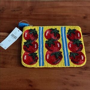 Anthropologie Maeve Beaded Tomato Clutch Pouch